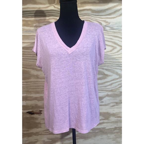 Banana Republic Top Womens Small Pink Linen Blend Boxy Knit Preppy Chic - Picture 2 of 8